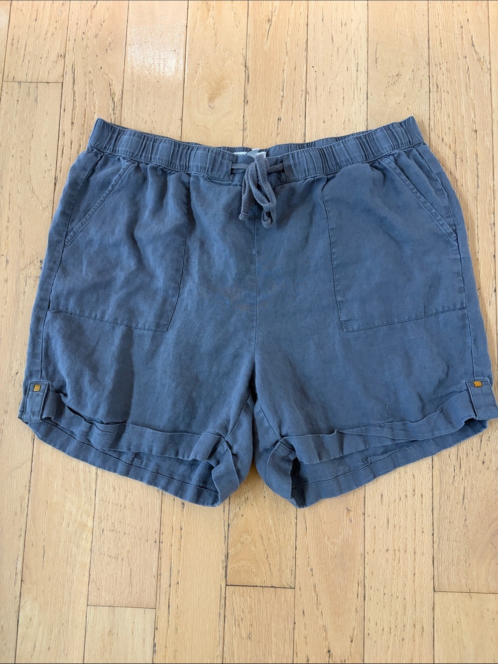 Ellen Tracy Slate Drawstring Linen-Blend Women’s Shorts Size Large